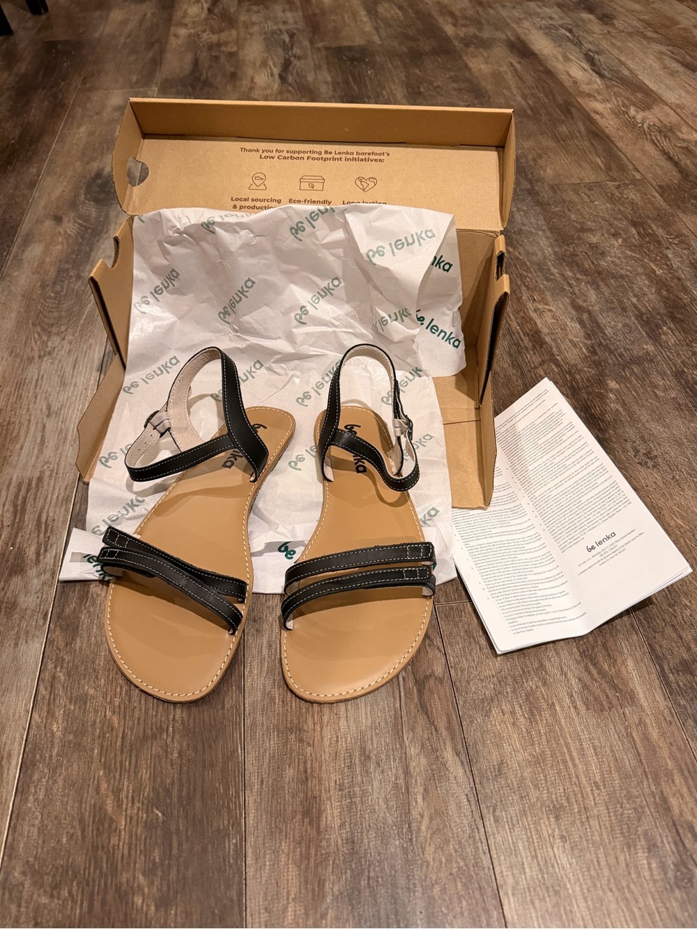 Be Lenka Women’s Black Double-Strap Ankle Sandals with Adjustable Buckle